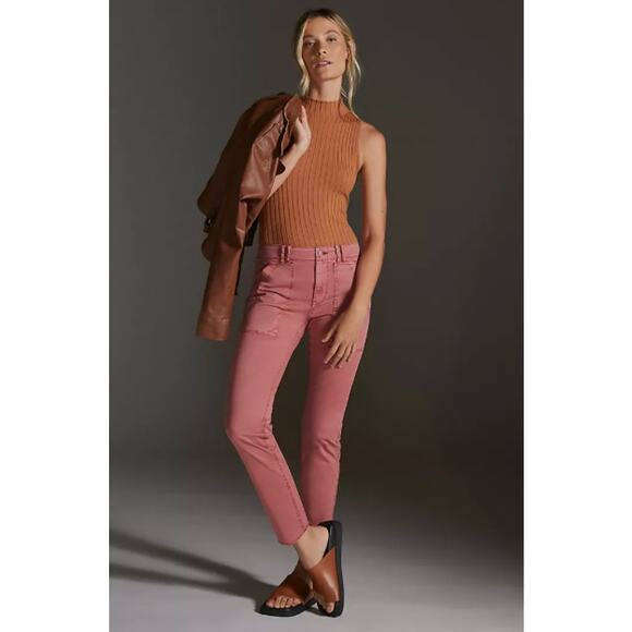 Anthropologie by Pilcro Slim Straight Utility Trousers in Coral Stretchy Size 28 - Picture 1 of 13